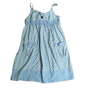 NWT Gap Girls Blue White Polka Dot Sun Dress XS 4-5 100% Cotton